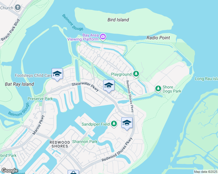 map of restaurants, bars, coffee shops, grocery stores, and more near 7 Chart Lane in Redwood City