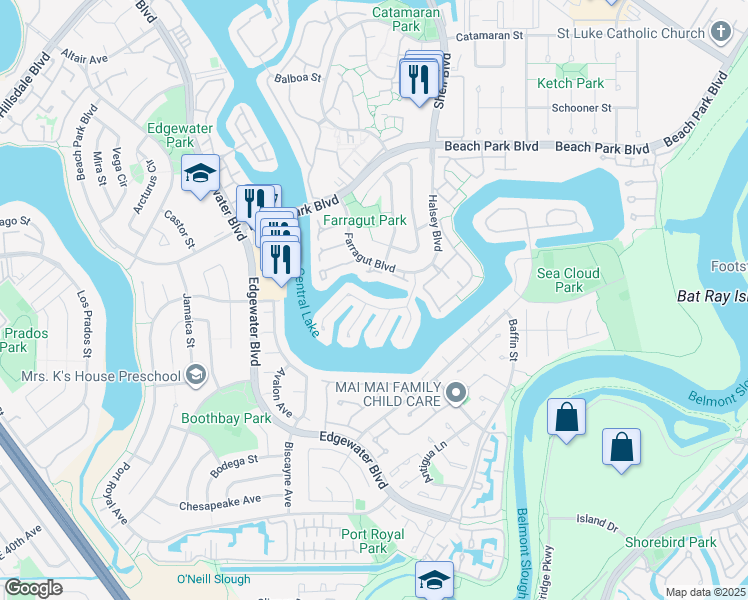 map of restaurants, bars, coffee shops, grocery stores, and more near 614 Greenwich Lane in Foster City