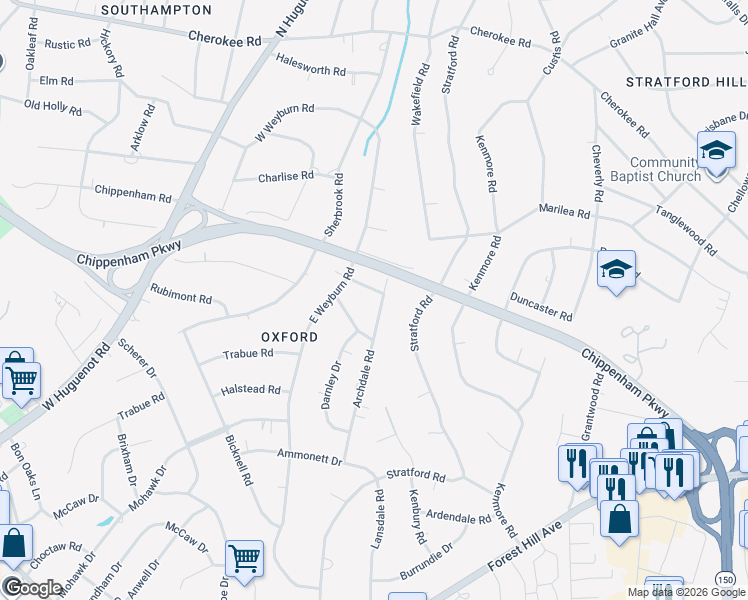 map of restaurants, bars, coffee shops, grocery stores, and more near 3240 Archdale Road in Richmond