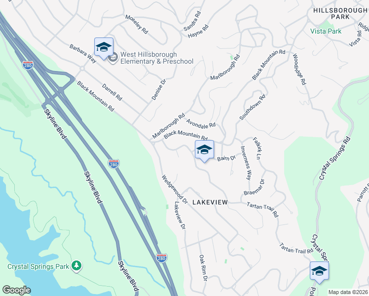 map of restaurants, bars, coffee shops, grocery stores, and more near 1545 Tartan Trail Road in Hillsborough