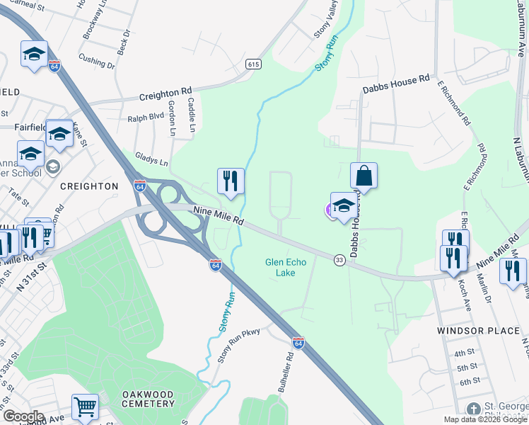 map of restaurants, bars, coffee shops, grocery stores, and more near 10 Echo Avenue in Richmond