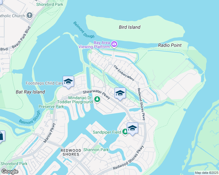map of restaurants, bars, coffee shops, grocery stores, and more near 390 Genoa Drive in Redwood City