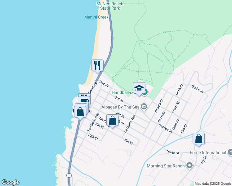 map of restaurants, bars, coffee shops, grocery stores, and more near in Montara