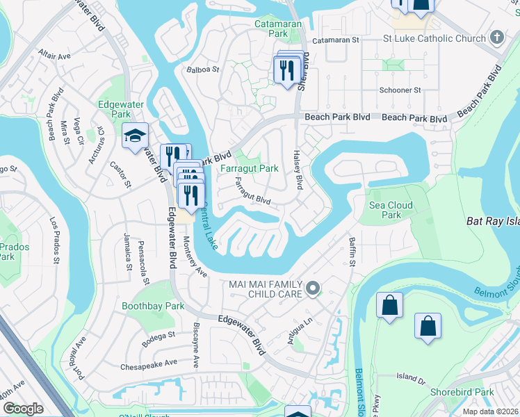 map of restaurants, bars, coffee shops, grocery stores, and more near 1172 Dover Lane in Foster City