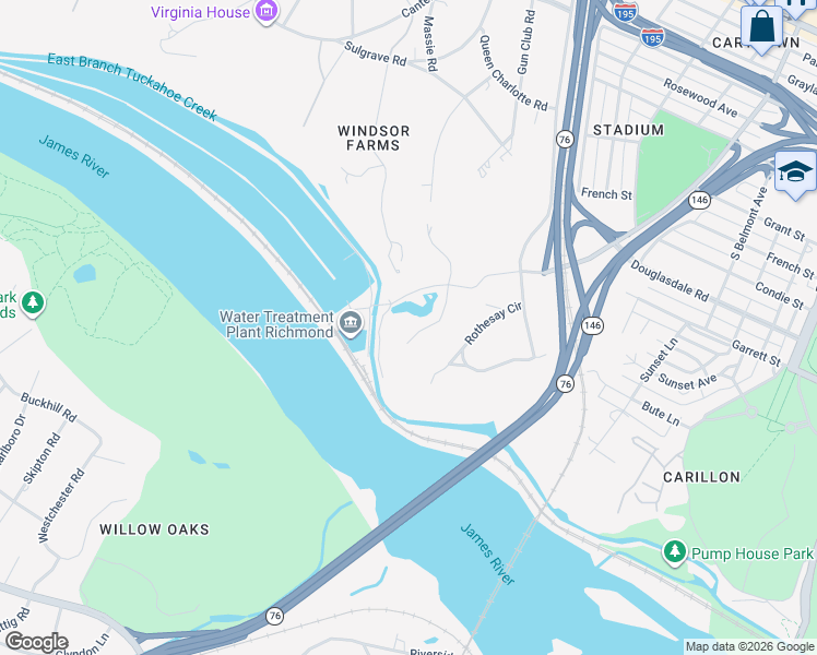 map of restaurants, bars, coffee shops, grocery stores, and more near 1318 Loch Lomond Lane in Richmond