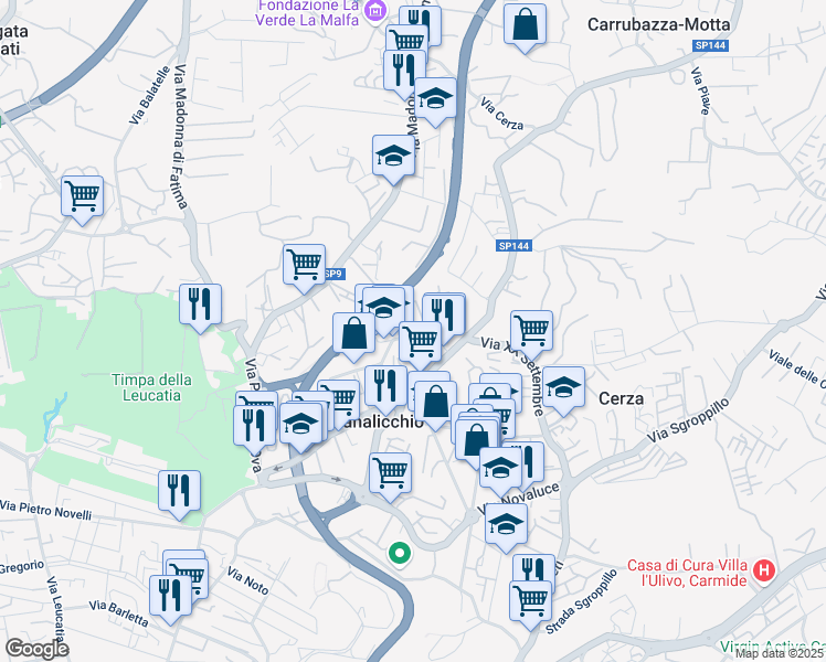 map of restaurants, bars, coffee shops, grocery stores, and more near 4 Via Monti Peloritani in Canalicchio
