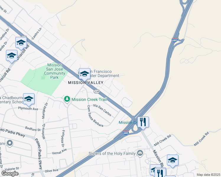 map of restaurants, bars, coffee shops, grocery stores, and more near 196 Fecundo Terrace in Fremont