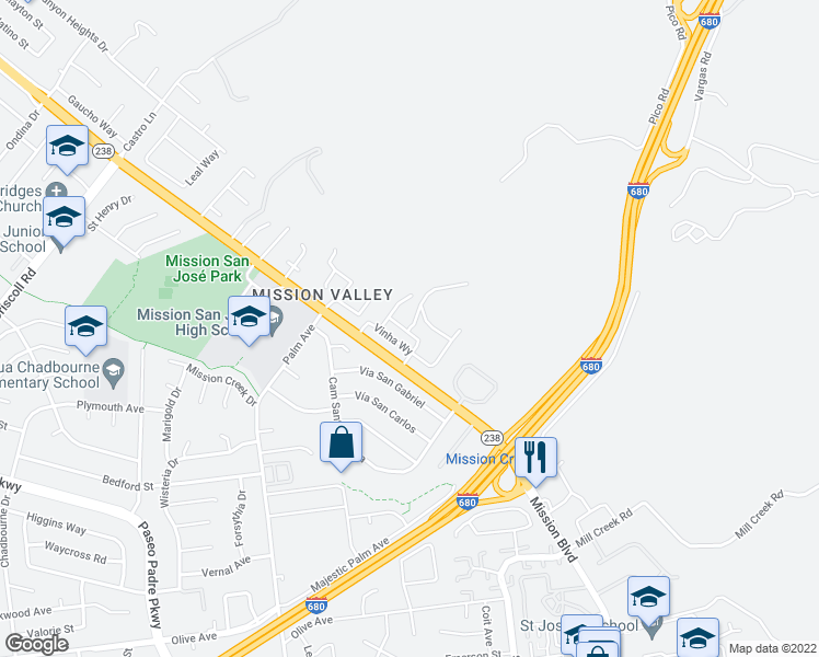 map of restaurants, bars, coffee shops, grocery stores, and more near 196 Fecundo Terrace in Fremont