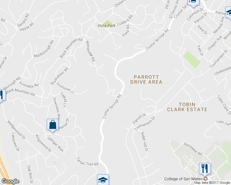 map of restaurants, bars, coffee shops, grocery stores, and more near 50 Woodridge Road in Hillsborough