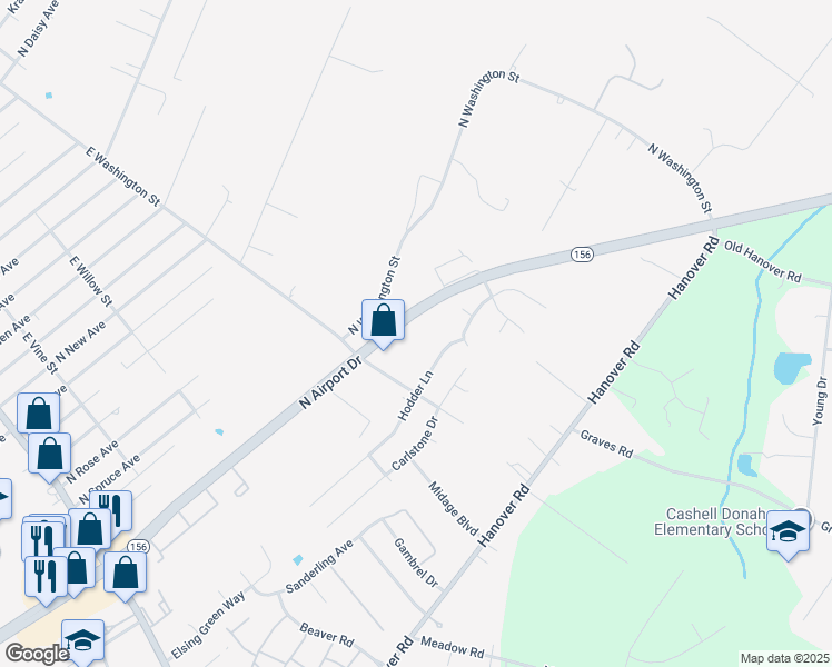 map of restaurants, bars, coffee shops, grocery stores, and more near 617 North Airport Drive in Highland Springs
