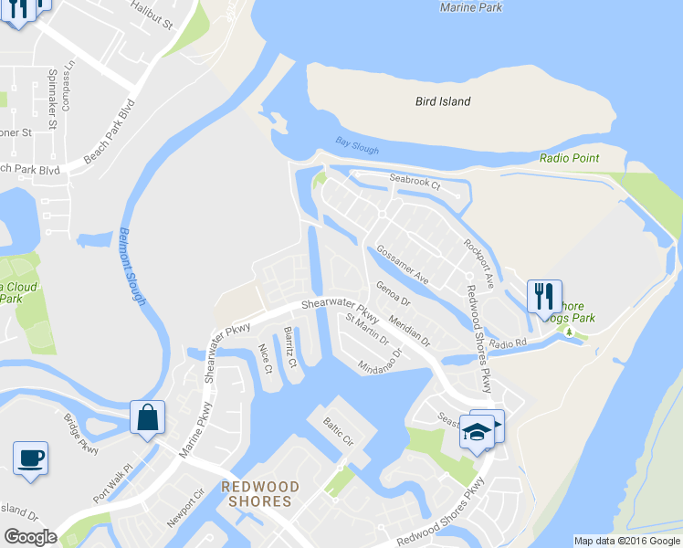 map of restaurants, bars, coffee shops, grocery stores, and more near 102 Livorno Way in Redwood City