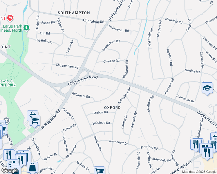 map of restaurants, bars, coffee shops, grocery stores, and more near 3420 Sherbrook Road in Richmond