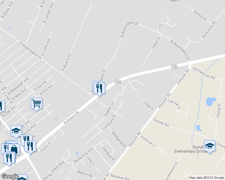map of restaurants, bars, coffee shops, grocery stores, and more near 621 North Airport Drive in Highland Springs