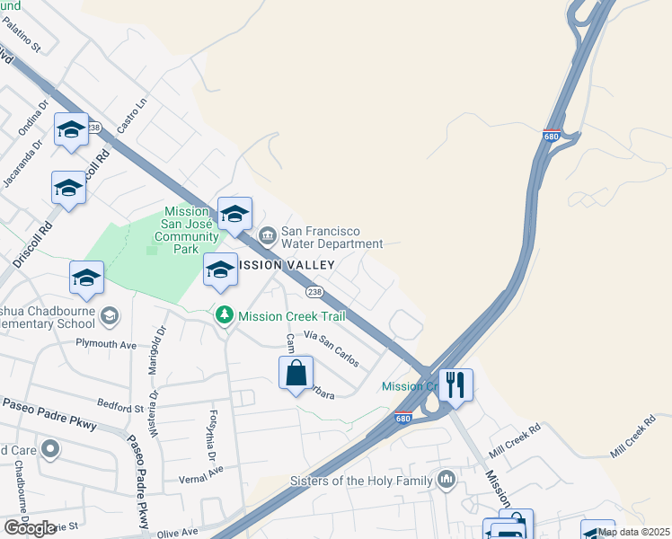 map of restaurants, bars, coffee shops, grocery stores, and more near 220 Cavalo Court in Fremont