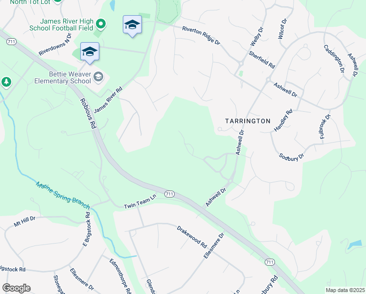 map of restaurants, bars, coffee shops, grocery stores, and more near 13519 Langford Drive in Midlothian