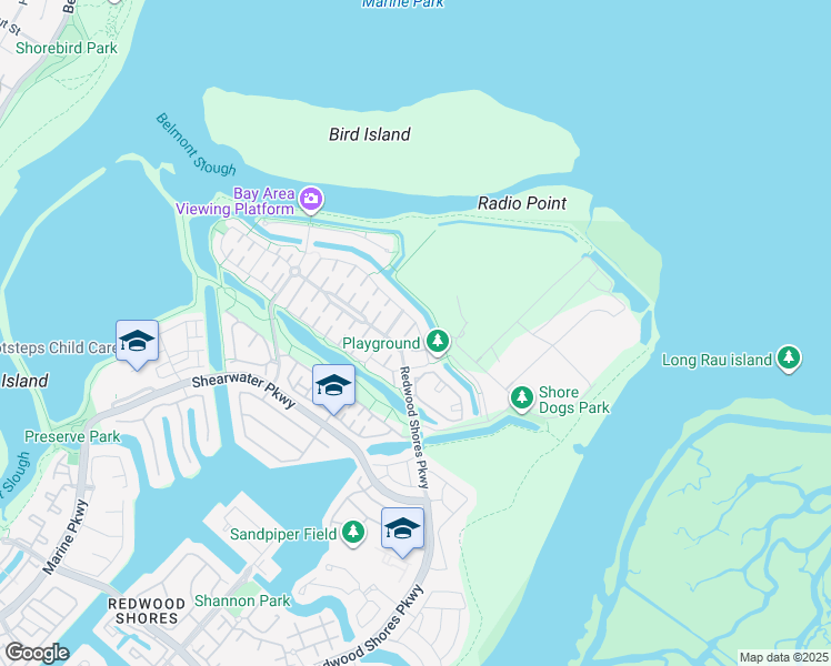 map of restaurants, bars, coffee shops, grocery stores, and more near 1036 Rockport Avenue in Redwood City