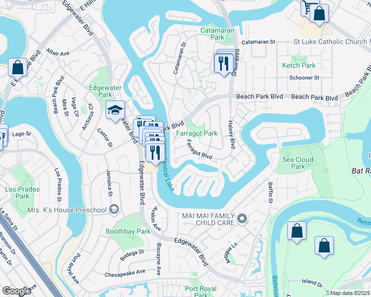 map of restaurants, bars, coffee shops, grocery stores, and more near 624 Plymouth Lane in Foster City