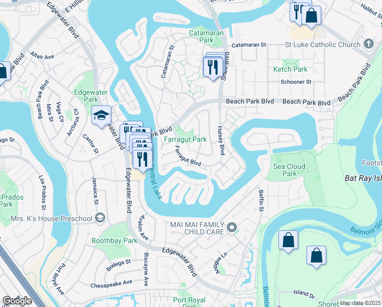 map of restaurants, bars, coffee shops, grocery stores, and more near 1157 Blythe Street in Foster City