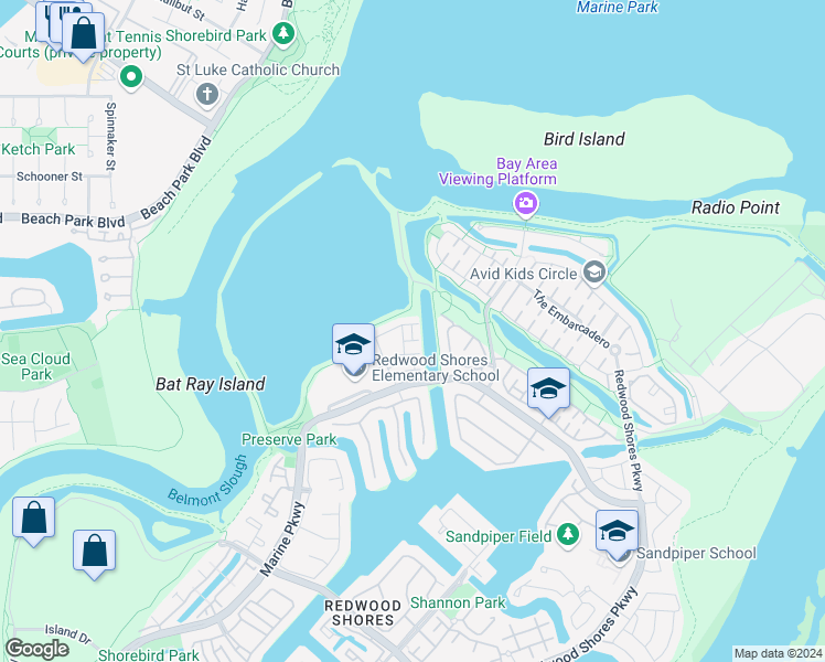 map of restaurants, bars, coffee shops, grocery stores, and more near 302 Demi Lane in Redwood City