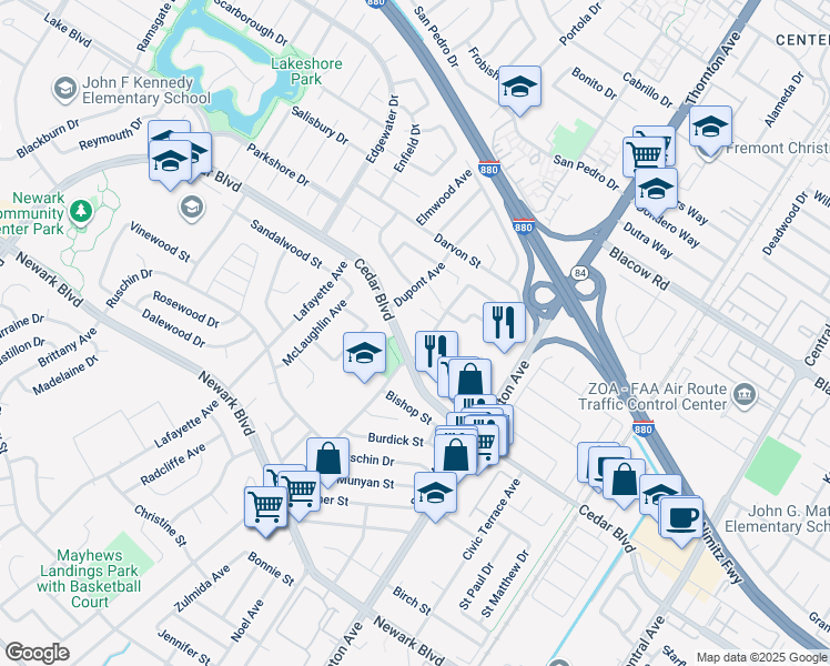 map of restaurants, bars, coffee shops, grocery stores, and more near 5352 Port Sailwood Drive in Newark