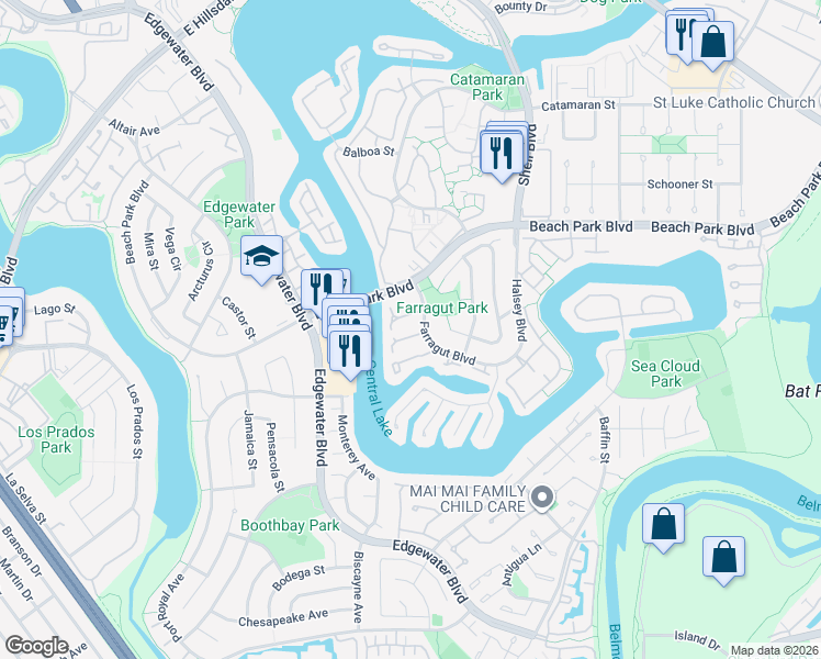 map of restaurants, bars, coffee shops, grocery stores, and more near 621 Plymouth Lane in Foster City