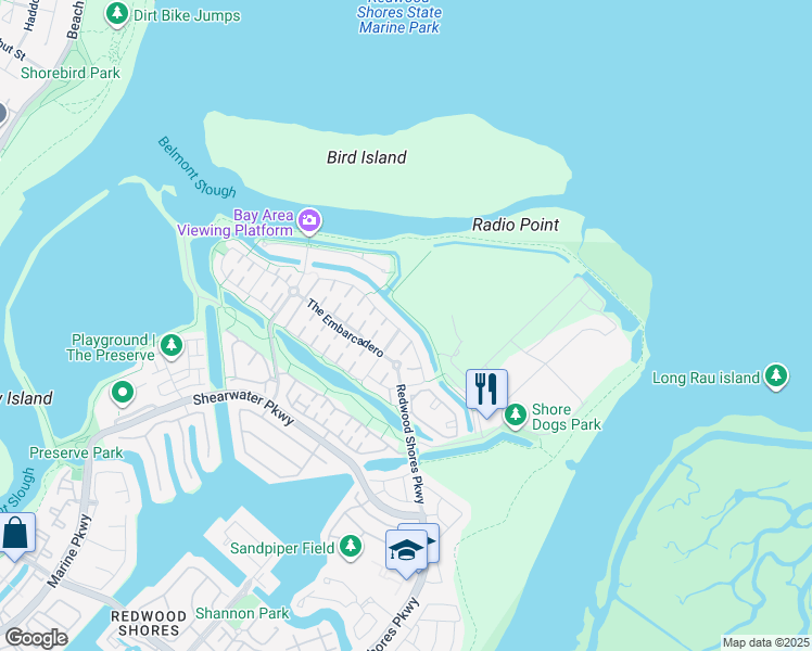 map of restaurants, bars, coffee shops, grocery stores, and more near 1065 Rockport Avenue in Redwood City