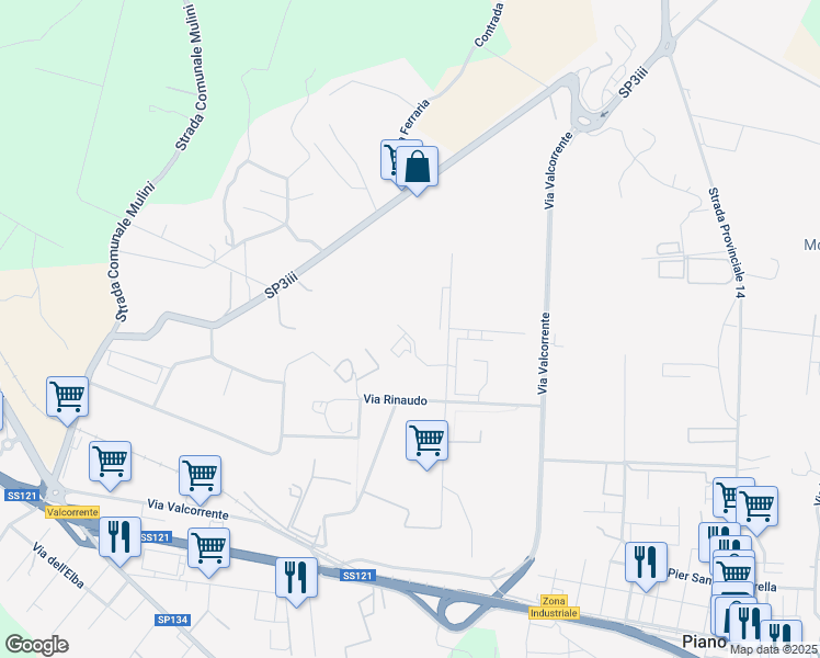 map of restaurants, bars, coffee shops, grocery stores, and more near in Metropolitan city of Catania