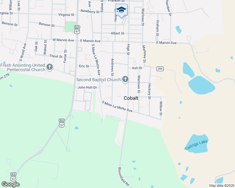 map of restaurants, bars, coffee shops, grocery stores, and more near 923 Andrews Street in Fredericktown