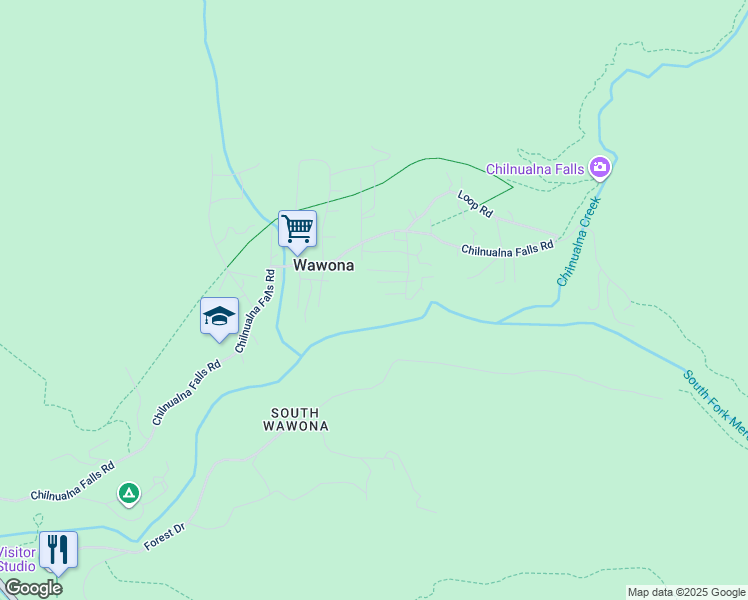 map of restaurants, bars, coffee shops, grocery stores, and more near 8028 Woodpecker Way in Wawona