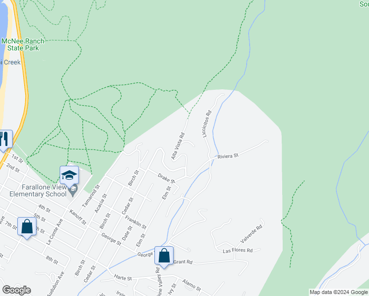 map of restaurants, bars, coffee shops, grocery stores, and more near 815 Alta Vista Road in Montara