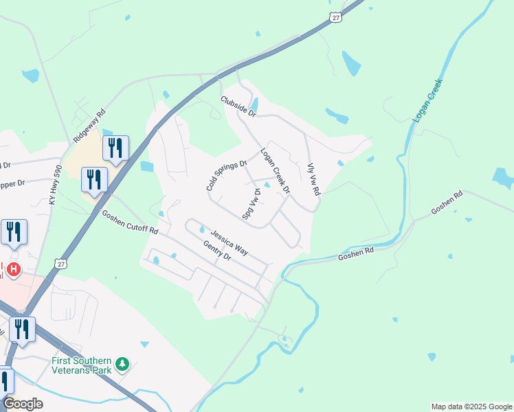 map of restaurants, bars, coffee shops, grocery stores, and more near 432 Cold Springs Drive in Stanford