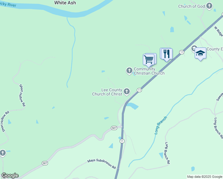 map of restaurants, bars, coffee shops, grocery stores, and more near 169 Baker Barr Road in Beattyville