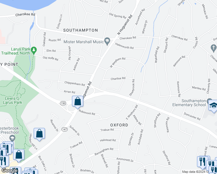 map of restaurants, bars, coffee shops, grocery stores, and more near 8336 Chippenham Road in Richmond
