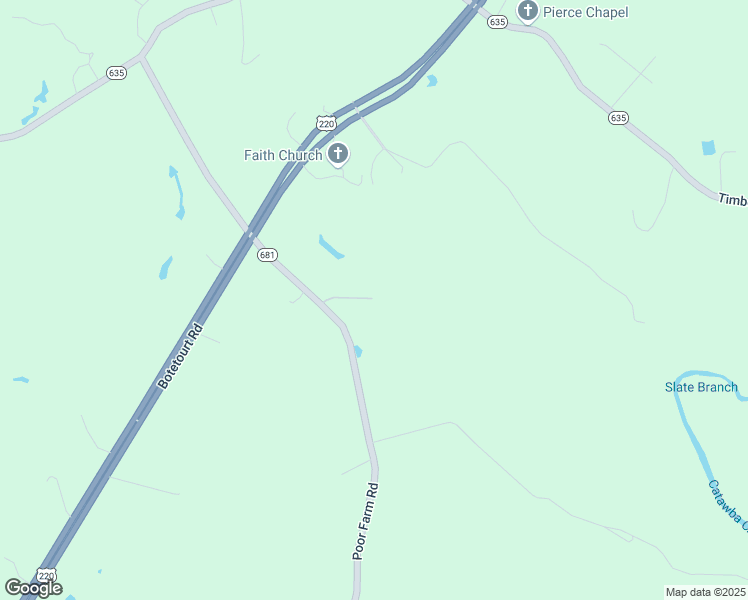 map of restaurants, bars, coffee shops, grocery stores, and more near 3156 Poor Farm Road in Fincastle
