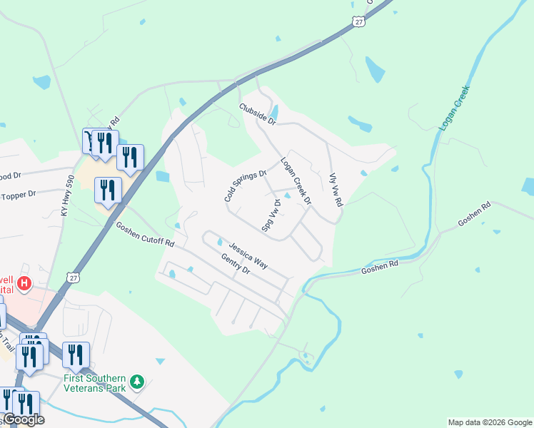 map of restaurants, bars, coffee shops, grocery stores, and more near 432 Cold Springs Drive in Stanford