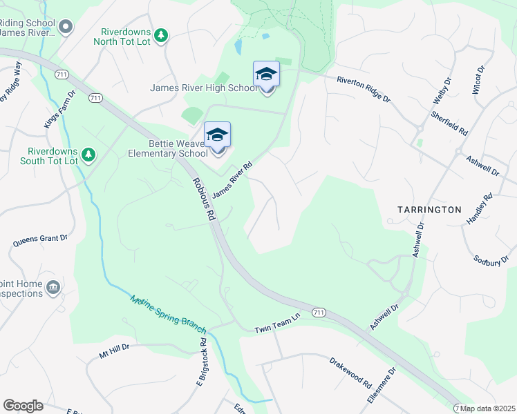 map of restaurants, bars, coffee shops, grocery stores, and more near 3454 Riverton Court in Midlothian