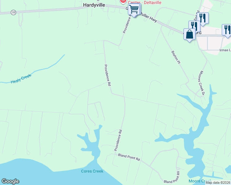 map of restaurants, bars, coffee shops, grocery stores, and more near 900-908 Providence Road in Hardyville