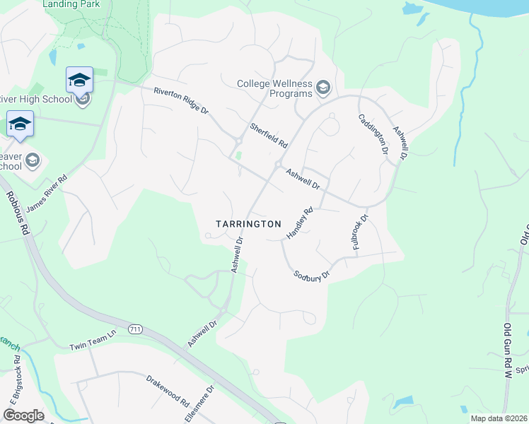 map of restaurants, bars, coffee shops, grocery stores, and more near 13203 Edmonton Drive in Midlothian