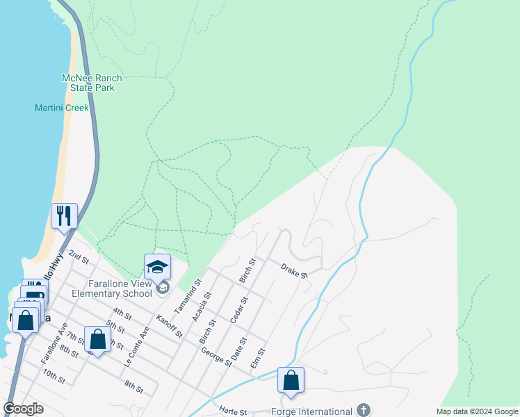 map of restaurants, bars, coffee shops, grocery stores, and more near 700 Cedar Street in Montara