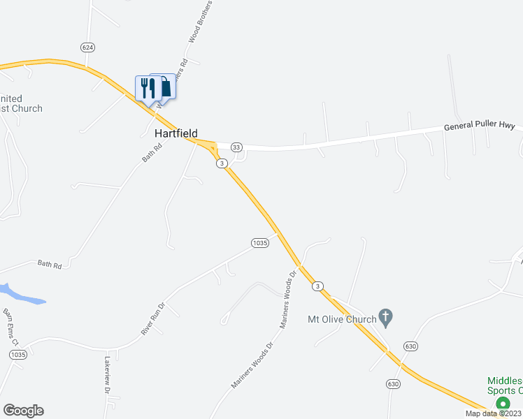 map of restaurants, bars, coffee shops, grocery stores, and more near in Hartfield