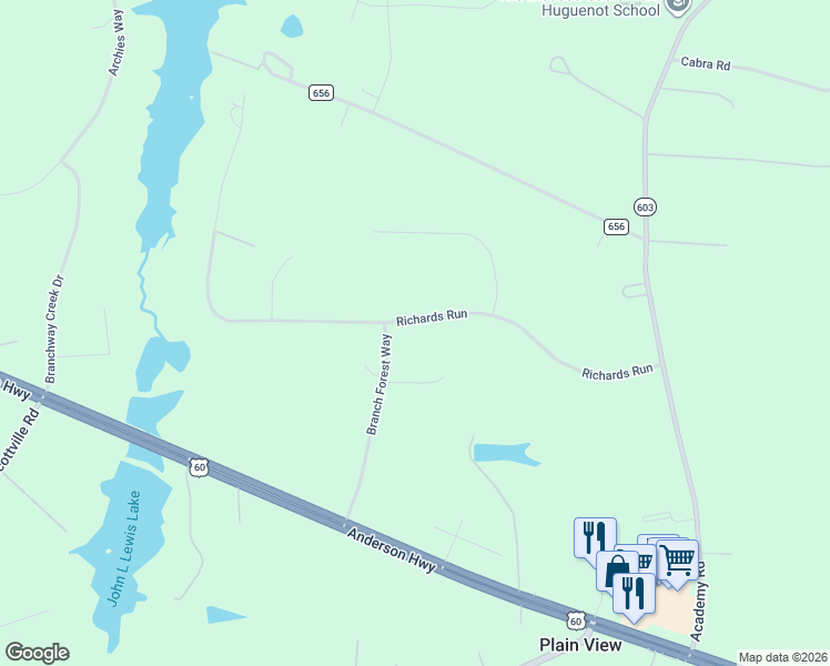 map of restaurants, bars, coffee shops, grocery stores, and more near 3481 State Route 535 in Powhatan