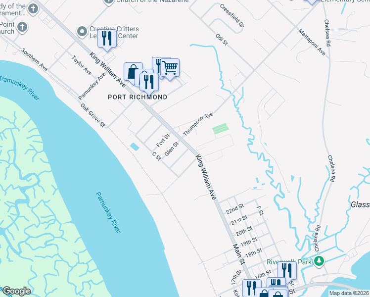 map of restaurants, bars, coffee shops, grocery stores, and more near 100 Bellwood Street in West Point