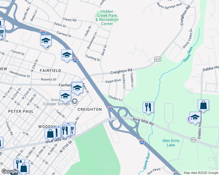map of restaurants, bars, coffee shops, grocery stores, and more near in Richmond