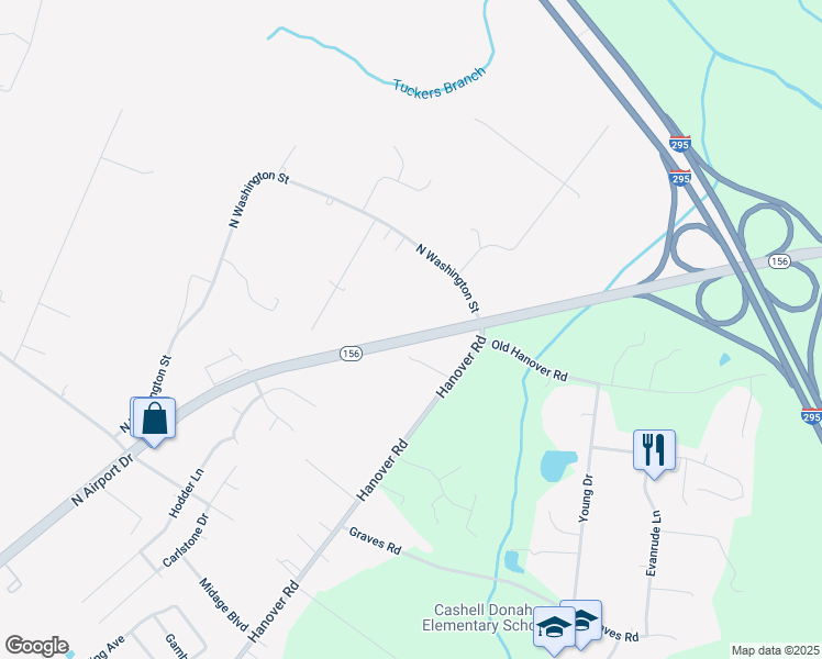 map of restaurants, bars, coffee shops, grocery stores, and more near 1712 North Airport Drive in Highland Springs