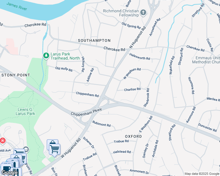 map of restaurants, bars, coffee shops, grocery stores, and more near 3731 North Huguenot Road in Richmond