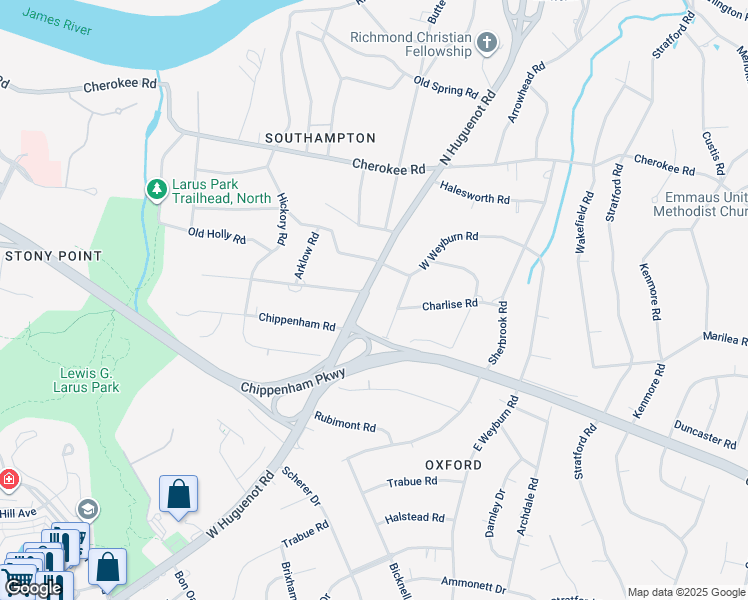 map of restaurants, bars, coffee shops, grocery stores, and more near 3731 North Huguenot Road in Richmond