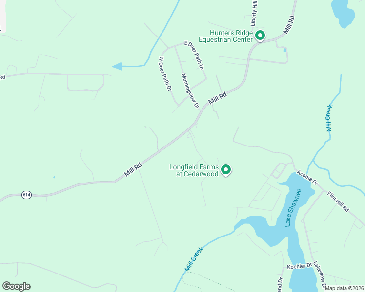map of restaurants, bars, coffee shops, grocery stores, and more near 2320 Mill Road in Powhatan