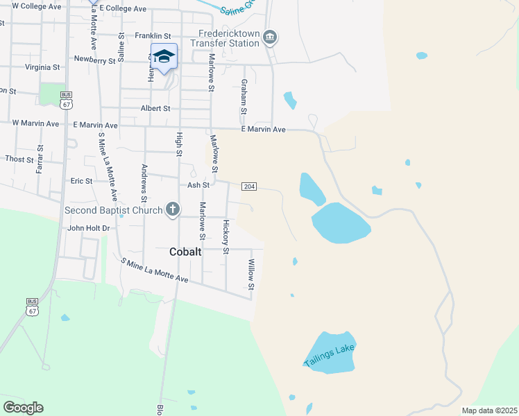 map of restaurants, bars, coffee shops, grocery stores, and more near 1020 Madison 9200 in Fredericktown