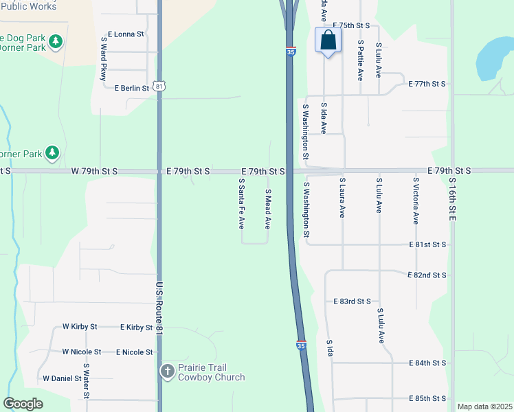 map of restaurants, bars, coffee shops, grocery stores, and more near 8101 South Mead Street in Haysville