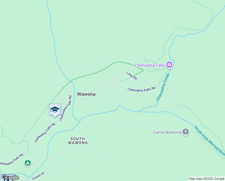 map of restaurants, bars, coffee shops, grocery stores, and more near 8052 Cedar Lane in Wawona